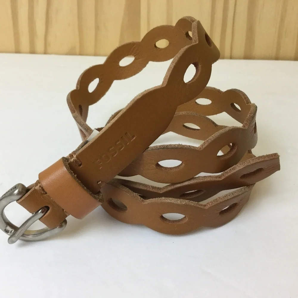 FOSSIL Women's Belt Cut Out Leather Brown